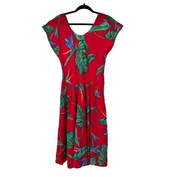 Vintage Banana Bay Red Tropical Leaf Hawaiian Dress‎ - Picture 1 of 9